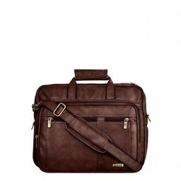 LOREM Men Brown Textured Laptop Bag-44