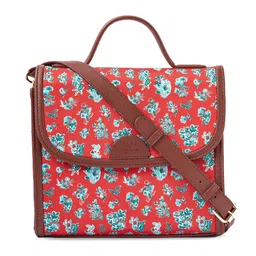 TEAL BY CHUMBAK Detachable Sling Strap Floral Printed Structured Satchel Bag-10