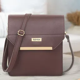 ROVOK Brown PU Structured Sling Bag-image-2