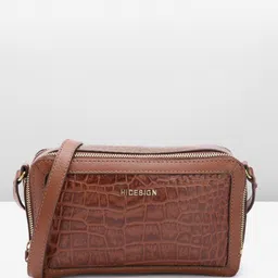 Hidesign Croc Textured Leather Structured Sling Bag-17