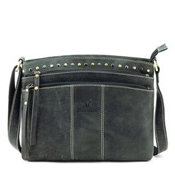 Goatter Black Leather Structured Sling Bag-14