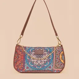 ZOUK Ethnic Motifs Printed Structured Baguette Bag Handbags-14