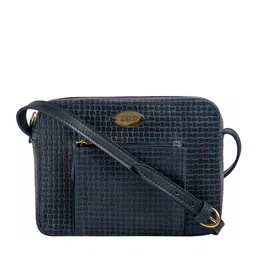 Hidesign Navy Blue Leather Textured Sling Bag-19