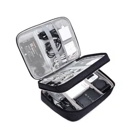 HOUSE OF QUIRK Black & Grey Electronics Accessories Organizer Bag-image-94