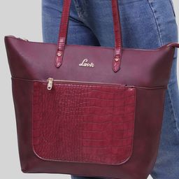 Lavie Lily Red Textured Shopper Shoulder Bag-image-50
