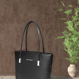 Lino Perros Black Solid Faux Leather Laptop Bag-22