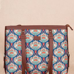 ZOUK Women Blue Ethnic Motifs Printed Structured 16 Inch Laptop Shoulder Bag-4