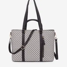 Black Spade Geometric Printed Structured Handheld Bag-image-19