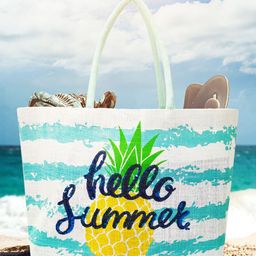 earthbags Blue Jute  Printed Oversized Shopper Tote Bag-11
