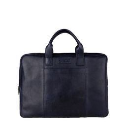 ARCADIO Unisex Navy Blue & Silver-Toned Textured Leather Laptop Bag-5