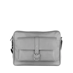 ARCADIO Unisex Grey & Silver-Toned Textured Leather Laptop Bag-23