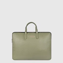 Bagsy Malone Unisex Green & Black Textured PU Laptop Bag-image-2