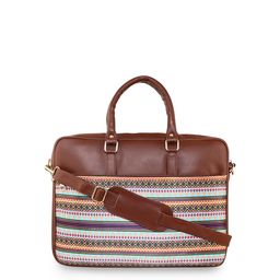 Sabhyata Ethnic Motifs Printed Padded PU Laptop Bag-10