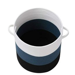 Textile and Beyond White & Grey Color Blocked Laundry Basket With Lid image 2