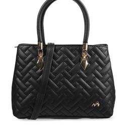 Metro Black Quilted Structured Handheld Bag image 2