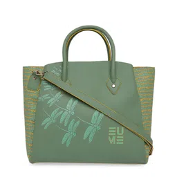 EUME Green Textured Oversized Structured Handheld Bag image 3