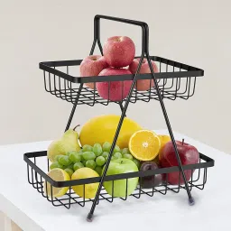 High Grade Steel 2-Tier Fruit & Vegetable Basket for Dining Table/Kitchen Steel Fruit & Vegetable Basket-image-91
