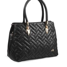 Metro Black Quilted Structured Handheld Bag image 5