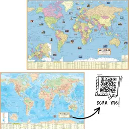 smartbookspublishers (COMBO OF 6 MAPS/CHARTS) INDIAN Constitution Map & History of India Map With India & World Map (Both Political & Physical)| Set Of 6| Map Size (40 * 28) (23 * 36)|Paper Mint| Best Useful for UPSC, SSC, IES and other Competitive Exams. (All English Maps) Paper Print image 4