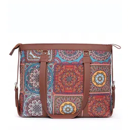 ZOUK Brown Ethnic Motifs Printed Laptop Structured Shoulder Bag image 4