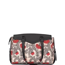 ZOUK Floral Printed Structured Jute Shoulder Bag-Upto 14" image 4