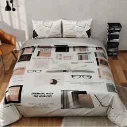 QuirkLoom White & Black Self Design Other 4 Piece Double Regular Bedding Set image 3
