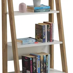 ne furniture Plank Reno Engineered Wood Ladder Book Shelf and Display Unit Engineered Wood Open Book Shelf image 3