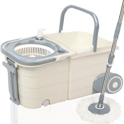 Premium Twin Double Spin Bucket Wheel Mop (( 6 Months Warranty on Rod Set )) -A1 Mop Set-image-51