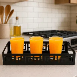 shr enterprises Metal Serving Tray | Multipurpose Rectangle Breakfast & Snacks Tray Tray Serving Set image 5