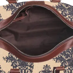 ZOUK Peach-Coloured Floral Printed Structured Handheld Bag image 4