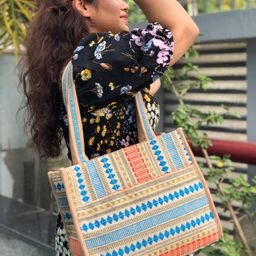BohoGirl Geometric Self Design Structured Canvas Shoulder Bag-image-11