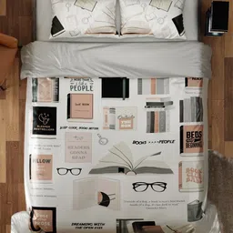 QuirkLoom White & Black Self Design Other 4 Piece Double Regular Bedding Set image 5
