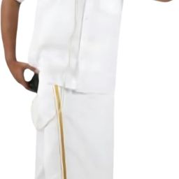 Zaan 28 to 44 Inches Adjustable Velcro Cotton Pocket Dhoti with Gold Jari Border Solid Men Dhoti-picture-16