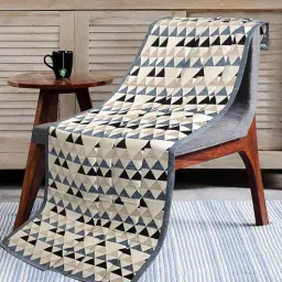 saral home Grey Cotton Printed 63X55 Inch Reversible Throw-picture-4