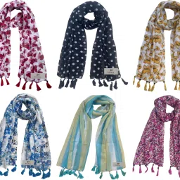 Printed Chiffon Women Multicolor Stole, Fancy Scarf-image-77