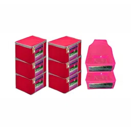 ATORAKUSHON Pink Set of 8 Reusable Clothes Storage Bags Wardrobe Organisers-76
