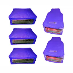 ATORAKUSHON Set of 5 Reusable Blue Clothes Storage Bags Wardrobe Organisers-47