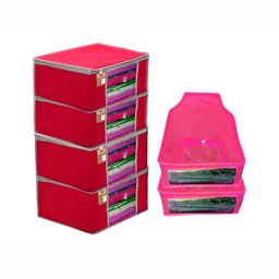 atorakushon Set of 6 Pink Reusable Clothes Storage Bags Wardrobe Organisers-14