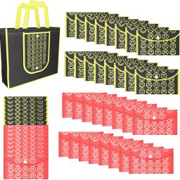 Pack of 48 Smile Foldable Grocery/Shopping Bags For Women | Black Yellow & Red Pack of 48 Grocery Bags-image-66