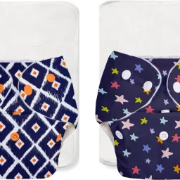 2 BASIC Cloth Diaper with NEW Quick Dry UltraThin pads- Assorted-39