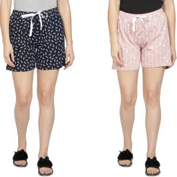 Pack of 2 Self Design Women Multicolor Regular Shorts, Basic Shorts, Running Shorts, Hotpants, Beach Shorts-24