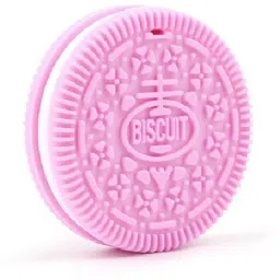 Silicone Biscuit Shape Teething Soft Sensory Teether For Baby - Pink Teether-picture-12