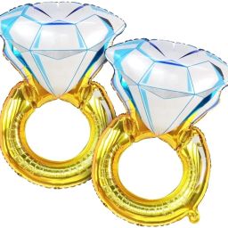 Solid Gold Diamond Ring Foil Balloon-image-1