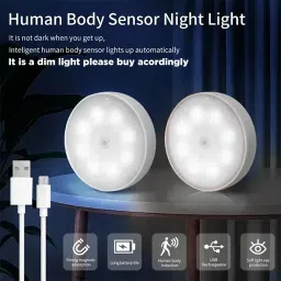 CrackPunk Light for Home USB Charging Wireless 2 LED Body Induction Lamp Self-Adhesive Motion Sensor Light image 2