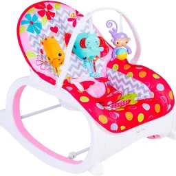 Infant To Toddler Polka Dotted Portable Rocker With Hanging Toys Red & Pink Rocker-picture-5
