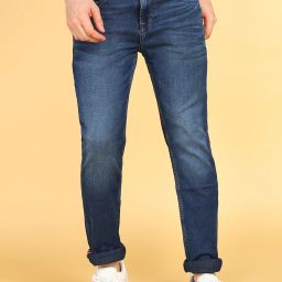 Men Slim Mid Rise Blue Jeans-image-60