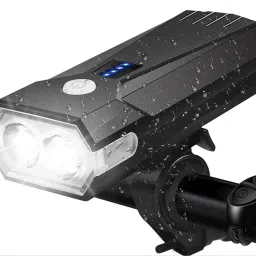Bicycle 4000 mAh 2*T6 5 Mode 600 LM 120 DB,Horn/ Switch wire,Battery Indicator LED Front Light-1