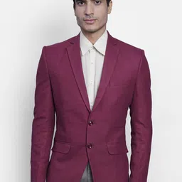 Wintage Men Maroon Solid Single-Breasted Formal Blazer-42