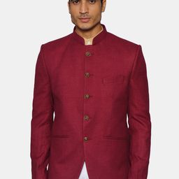 Wintage Men Red Solid Bandhgala Blazer-94