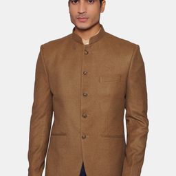 Wintage Men Brown Solid Woolen Bandhgala Ethnic Blazer-picture-52